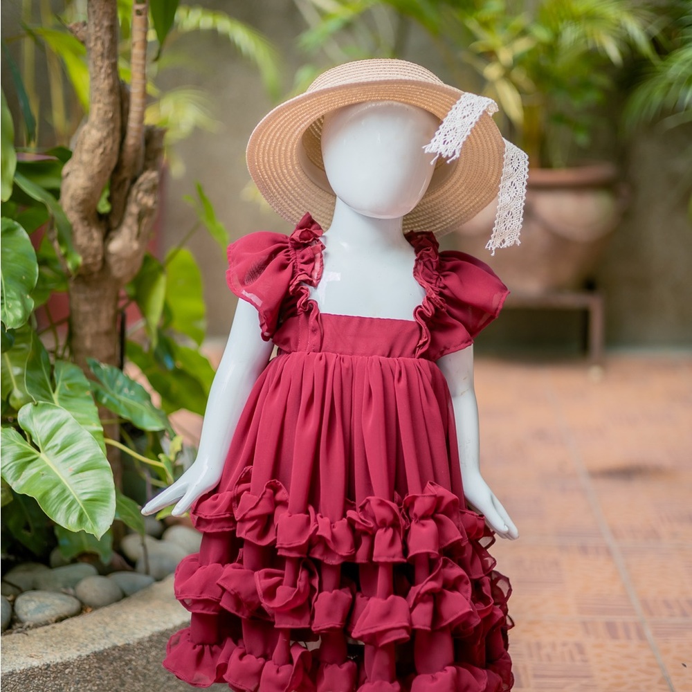 Charming Red Ruffled Dress for Kids